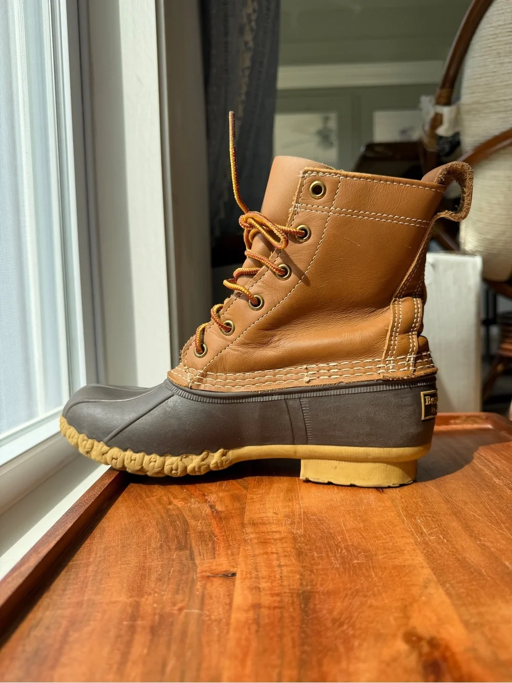 L.L. Bean Women's Two-Tone Tan and Dark Gray Winter Rain Boots